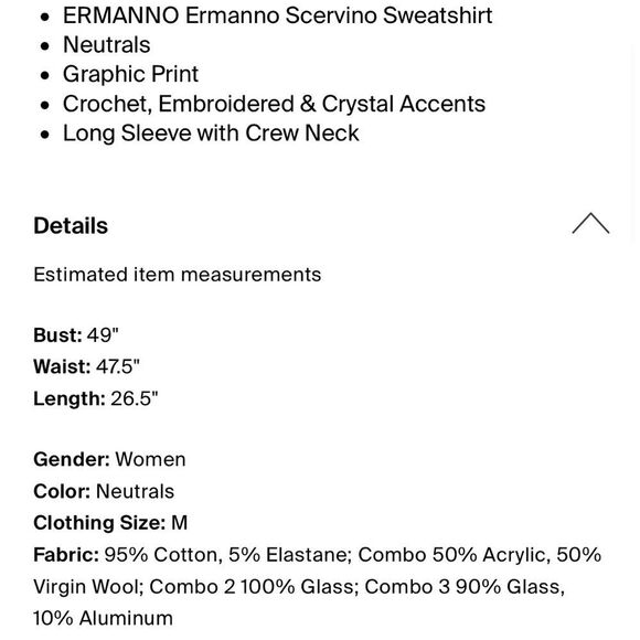 Embroidered Sweater Sweatshirt with Rhinestones Detailing White Medium - Picture 4 of 4